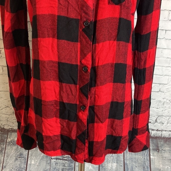 Rails Buffalo Plaid Button Down Flannel Shirt Black Red Fall Holiday Rockabilly - Picture 5 of 16